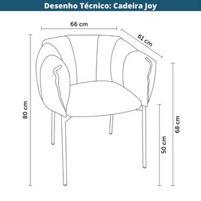 15 Kit 2 Cadeiras Joy Rivatti 63 cm -Largura- Estofado em Tecido Terracota e Base em Aco Preto